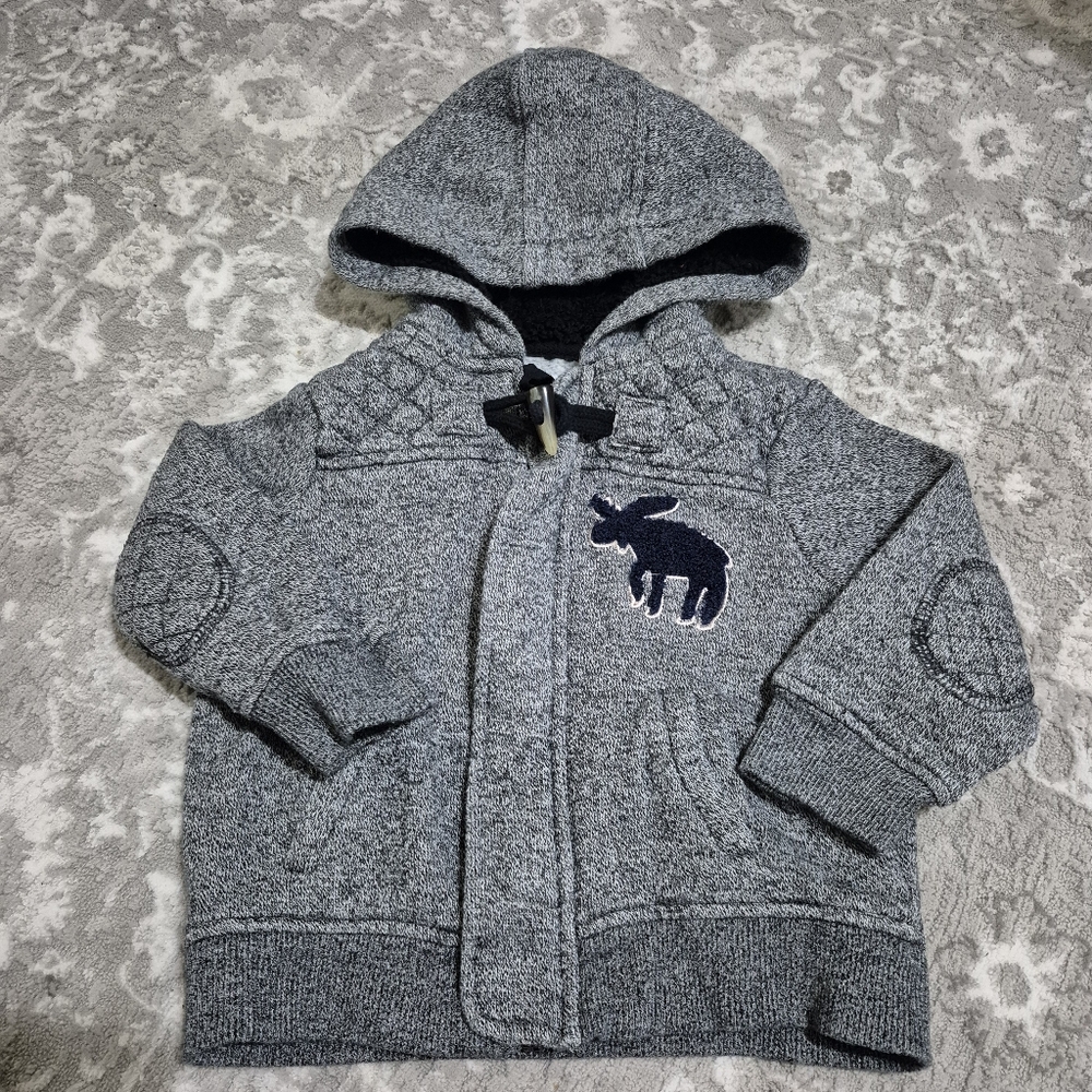 Joe Fresh Boy's Grey Moose Zip Hoodie Size 18-24M